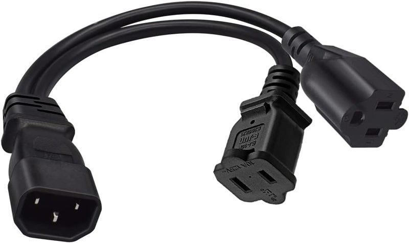TEWOXIN IEC C14 to NEMA 1-15R + 5-15R Y Splitter Power Cord, Computer Power Extension Cord, AC Extension Cable for Network Equipment(1FT/0.3M) - Image 5